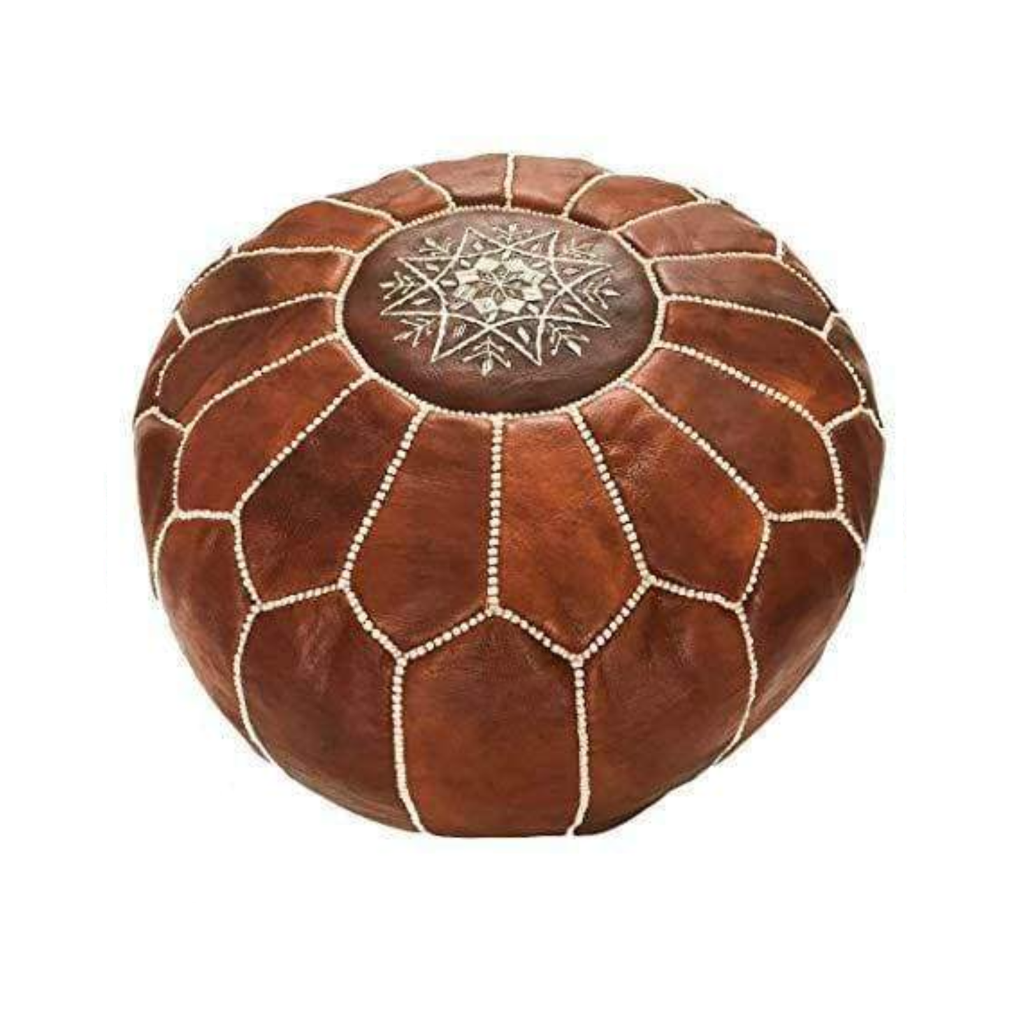 Moroccan Leather Ottoman - Tan