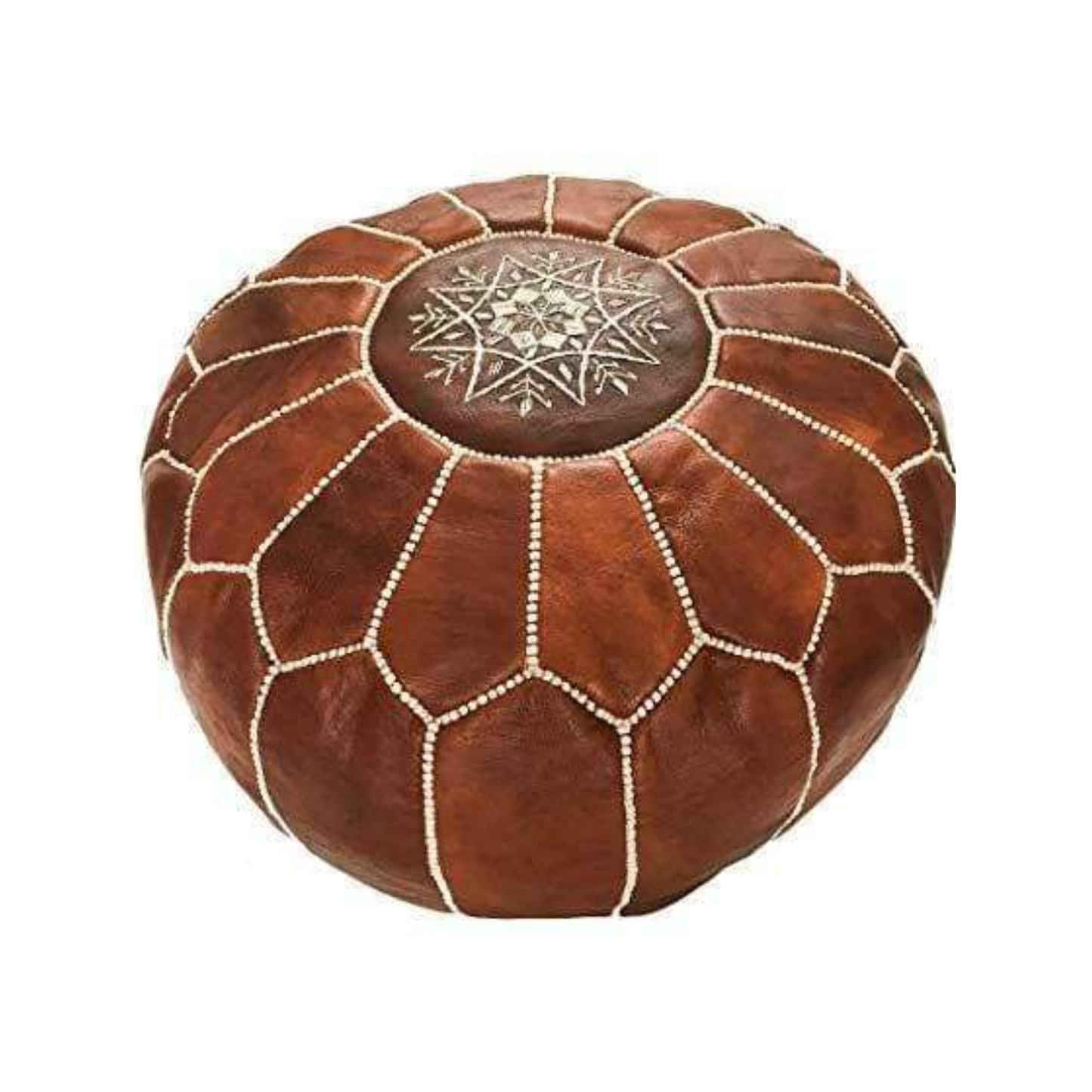 Moroccan Leather Pouf - Natural Dark Brown